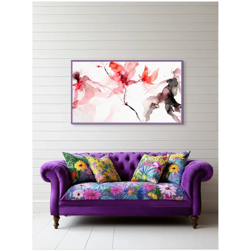 Abstract Fluid Ink Flow Red Black Canvas