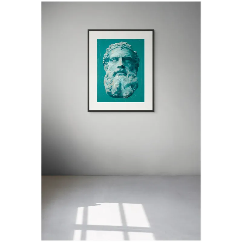 Classical Statue Bust in Teal Blue Shades