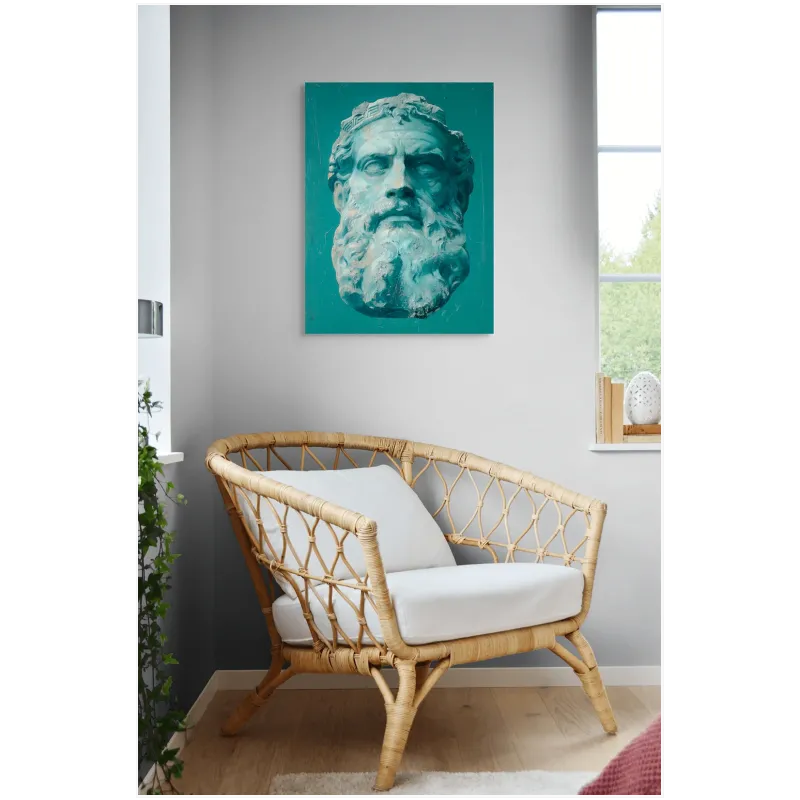 Κλασικό Άγαλμα Ποσειδώνα σε Τυρκουάζ Φόντο