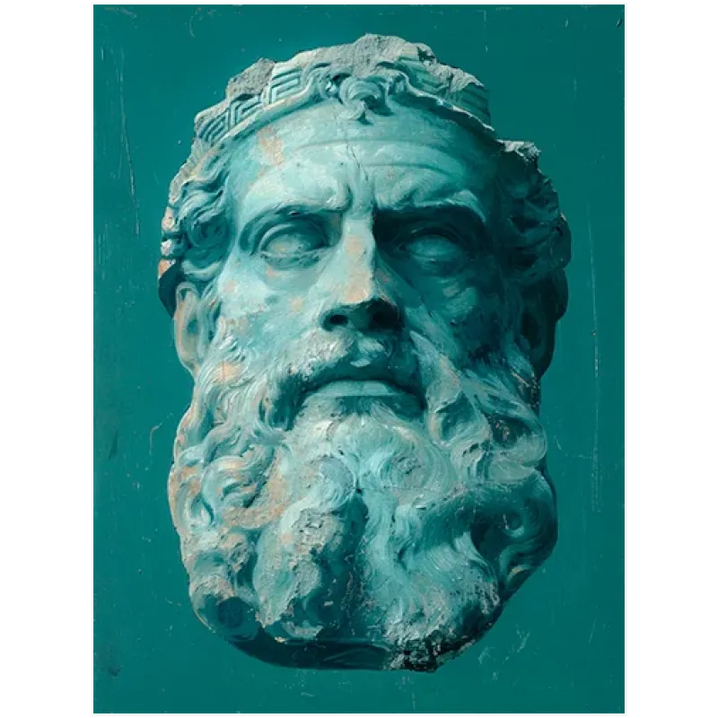Classical Statue Bust in Teal Blue Shades