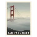 San Francisco Bridge Vintage Poster Red Grey