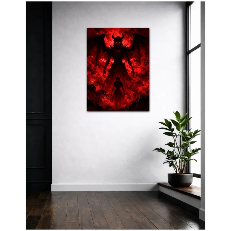Dark Fantasy Female Demon Crimson Flame Art