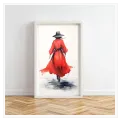 Woman in Red Dress Elegant Watercolor