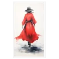 Woman in Red Dress Elegant Watercolor