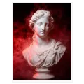 Classic Marble Statue with Red Smoke