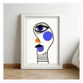Abstract Face Minimal Line Art Blue