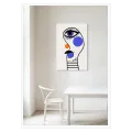 Abstract Face Minimal Line Art Blue
