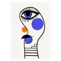 Abstract Face Minimal Line Art Blue