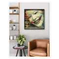 Glitch Face Mask Cyberpunk Multicolor Canvas Art