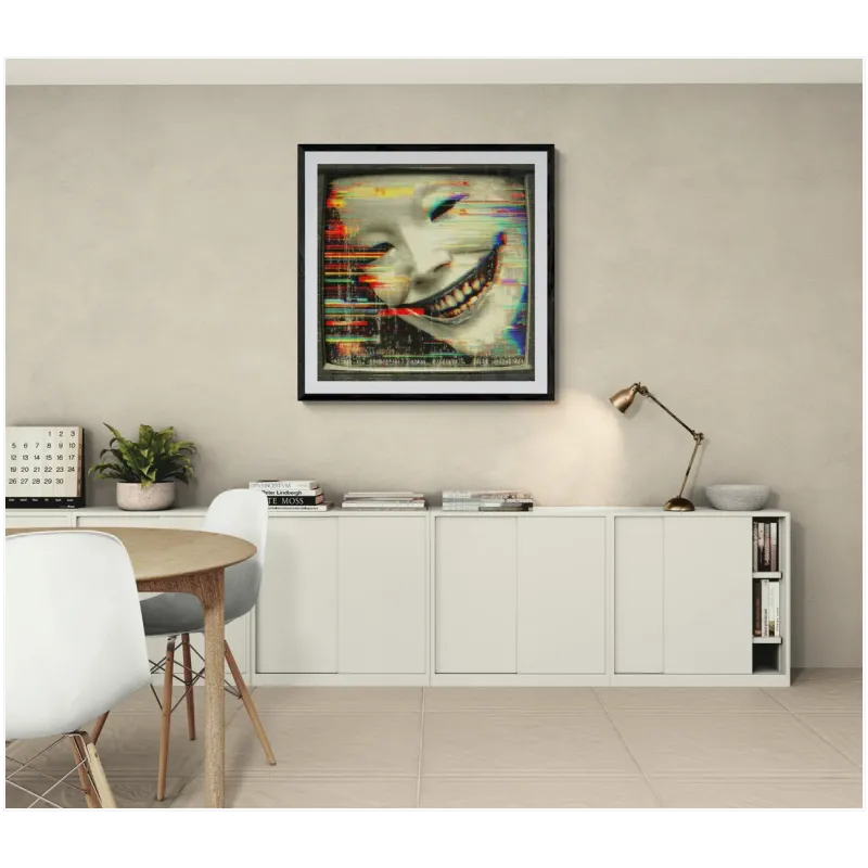 Glitch Face Mask Cyberpunk Multicolor Canvas Art