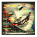 Glitch Face Mask Cyberpunk Multicolor Canvas Art