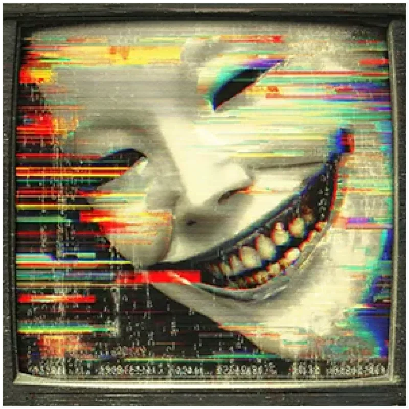 Glitch Face Mask Cyberpunk Multicolor Canvas Art