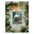 Cute Bunny Riding Turtle Dynamic Nature Scene