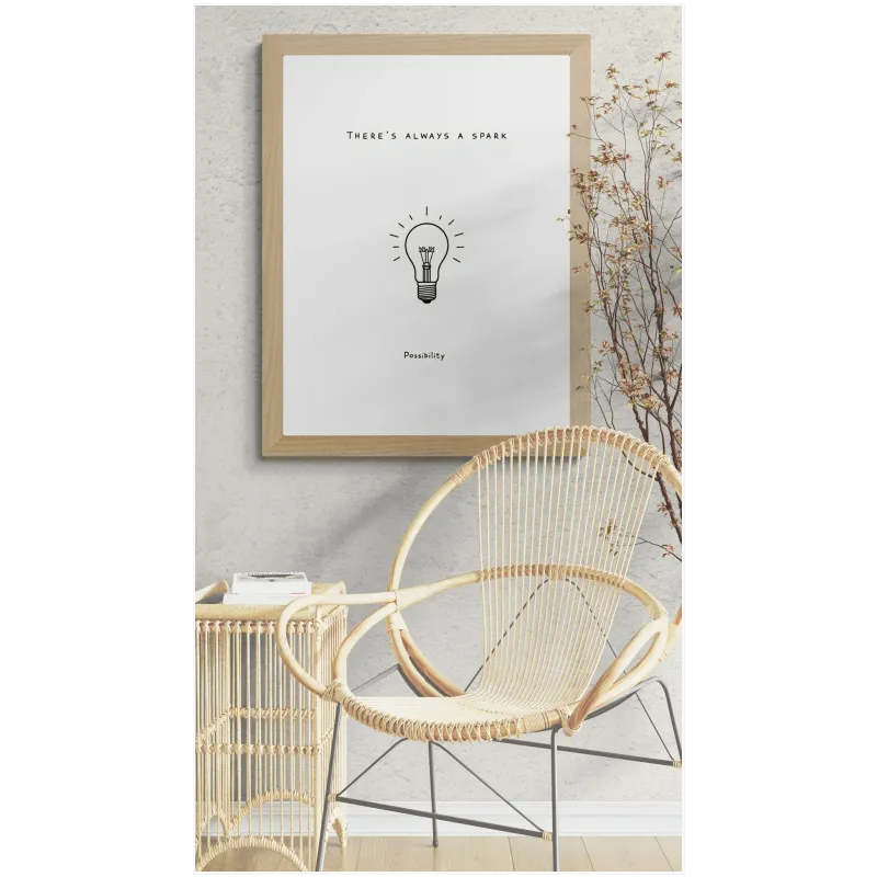Spark of Possibility Minimalist Black White Wall Art