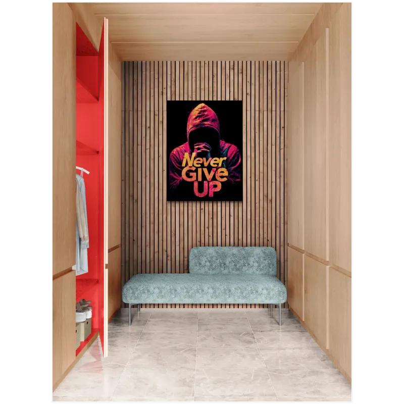 Πίνακας σε Καμβά Never Give Up Motivational Neon
