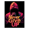 Πίνακας σε Καμβά Never Give Up Motivational Neon