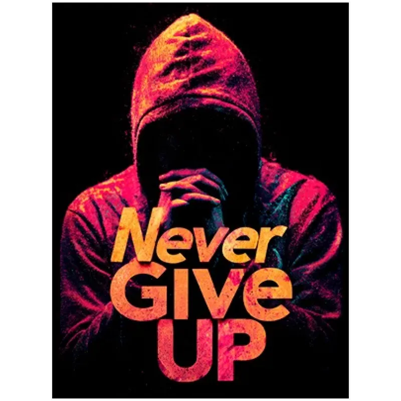 Πίνακας σε Καμβά Never Give Up Motivational Neon