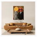 Surreal Couple with Orange Slice and Lips