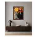 Surreal Couple with Orange Slice and Lips