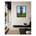 Female Nude Silhouette with Poppy in Field