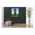 Female Nude Silhouette with Poppy in Field