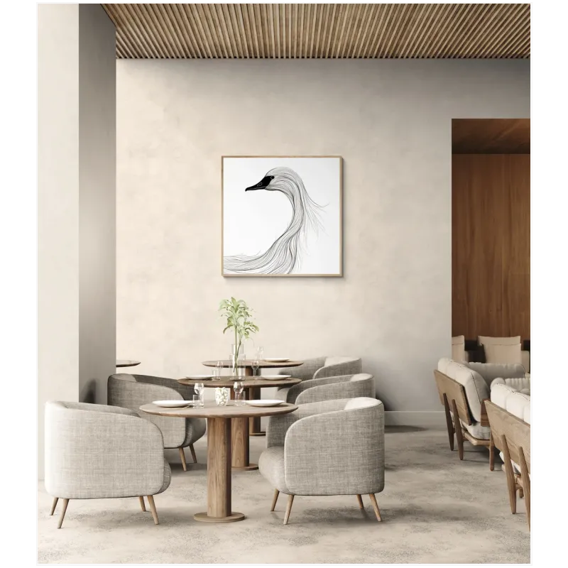 Κύκνος Minimal Line Art Ασπρόμαυρος Πίνακας