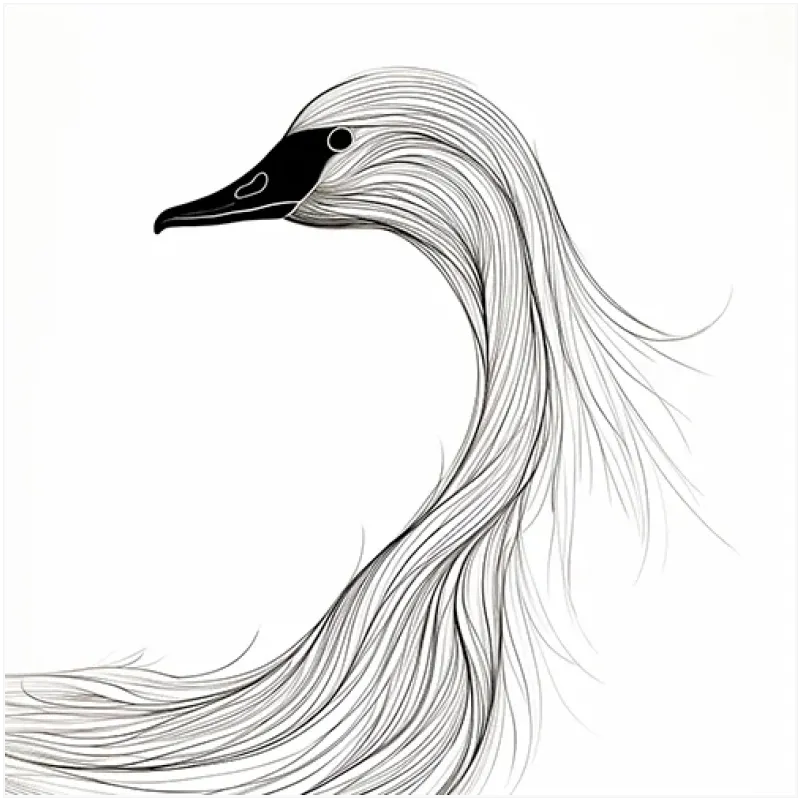 Κύκνος Minimal Line Art Ασπρόμαυρος Πίνακας