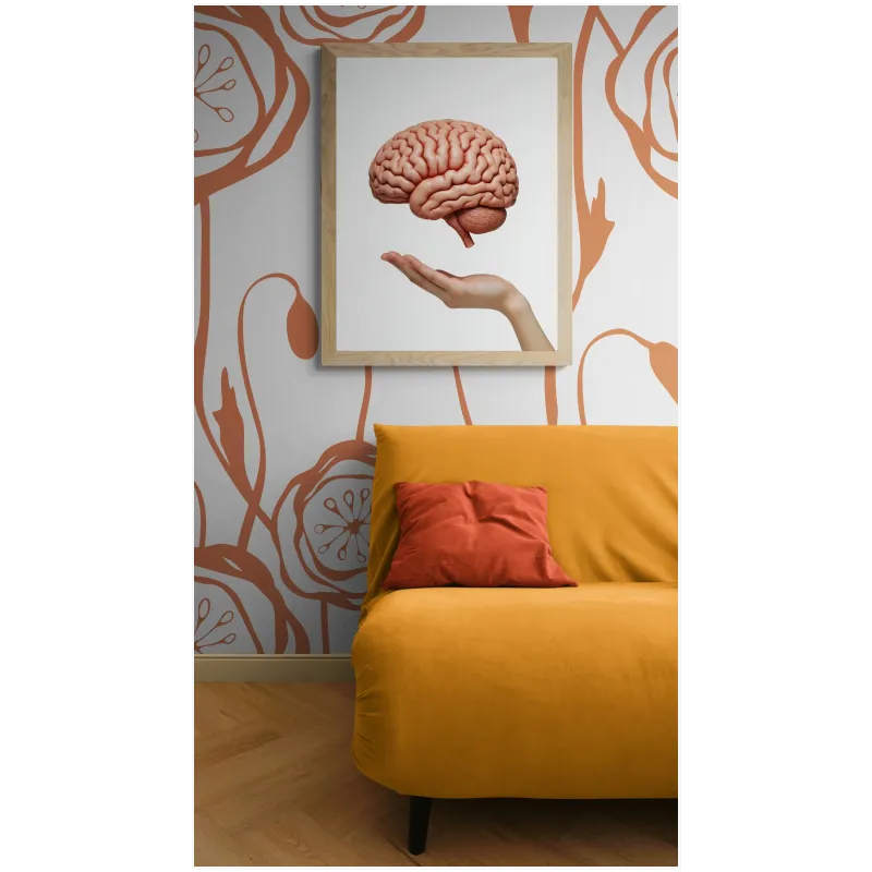 Ανθρώπινος Εγκέφαλος σε Χέρι 3D Minimal Ροζ