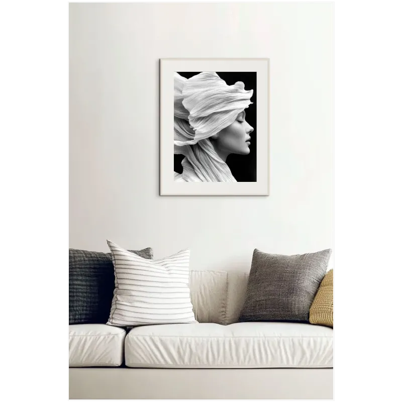 Black and White Fashion Female Portrait Drapery