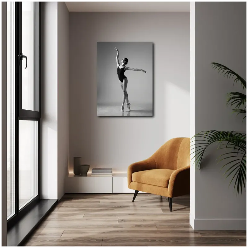 Ballerina in Elegant Pose Black and White