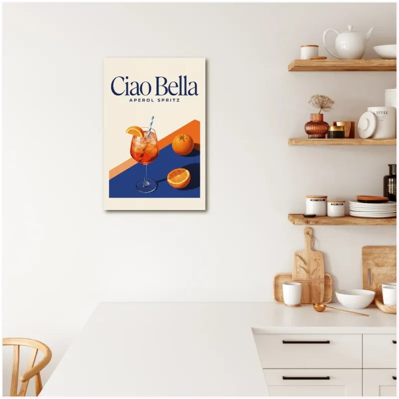 Αφίσα Ciao Bella Aperol Spritz Ρετρό Πορτοκαλί Mπλε