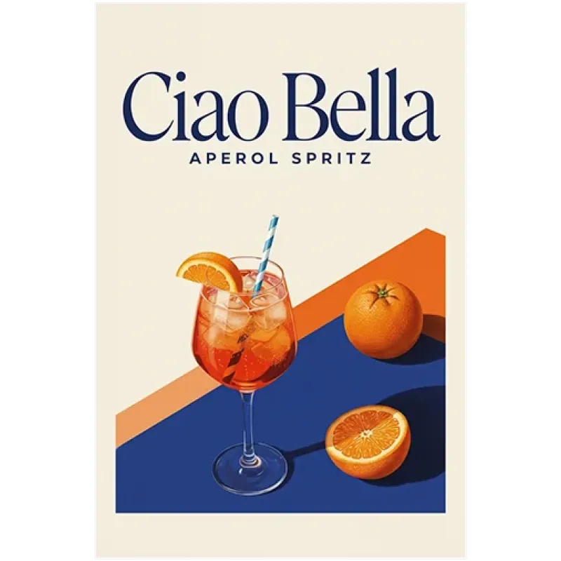Αφίσα Ciao Bella Aperol Spritz Ρετρό Πορτοκαλί Mπλε