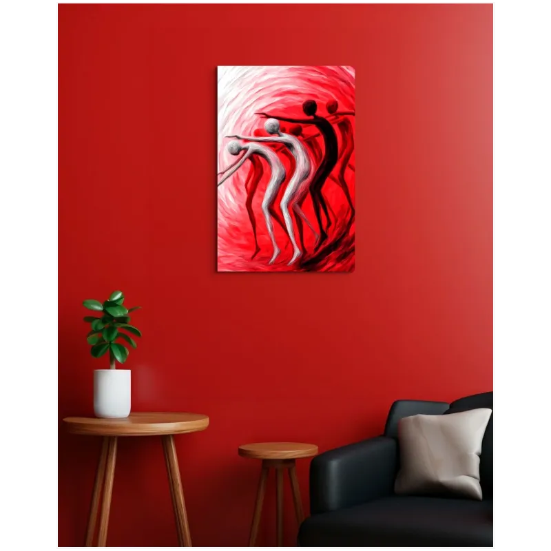 Abstract Dancing Figures in Dynamic Red Swirling Vortex