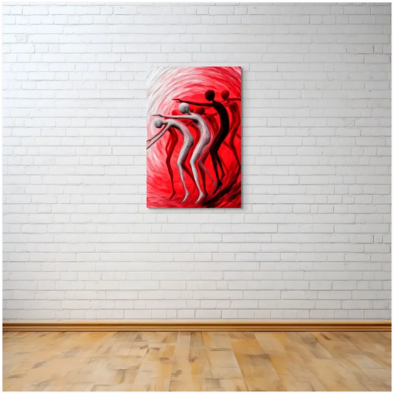 Abstract Dancing Figures in Dynamic Red Swirling Vortex