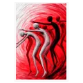 Abstract Dancing Figures in Dynamic Red Swirling Vortex