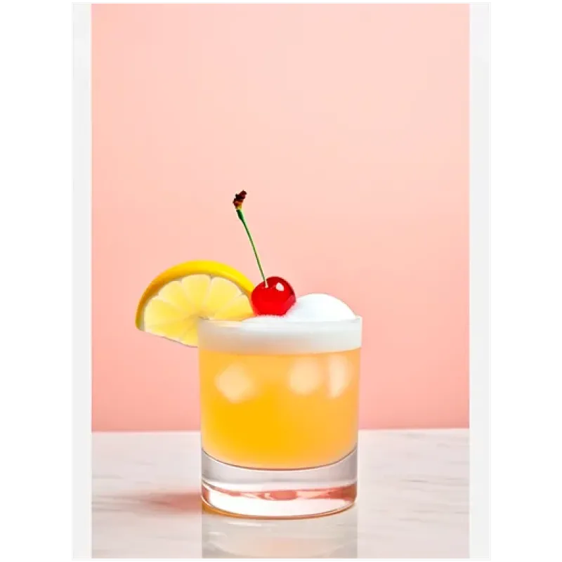 Δροσερό Κοκτέιλ Whiskey Sour με Κεράσι και Λεμόνι σε Ροζ Φόντο