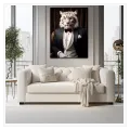 Aristocratic White Tiger Tuxedo Vintage Portrait Wall Art