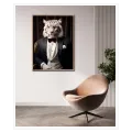 Aristocratic White Tiger Tuxedo Vintage Portrait Wall Art