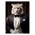 Aristocratic White Tiger Tuxedo Vintage Portrait Wall Art