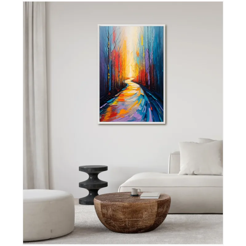 Forest Path Abstract Landscape Colorful Canvas