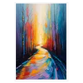 Forest Path Abstract Landscape Colorful Canvas
