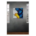 Abstract Organic Leaves Modern Art Blue Gold