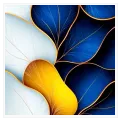 Abstract Organic Leaves Modern Art Blue Gold