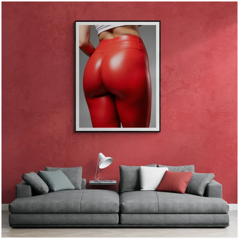 Female Body in Red Leather Leggings Art