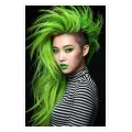 Πορτραίτο Γυναίκας Neon Punk με Πράσινα Μαλλιά