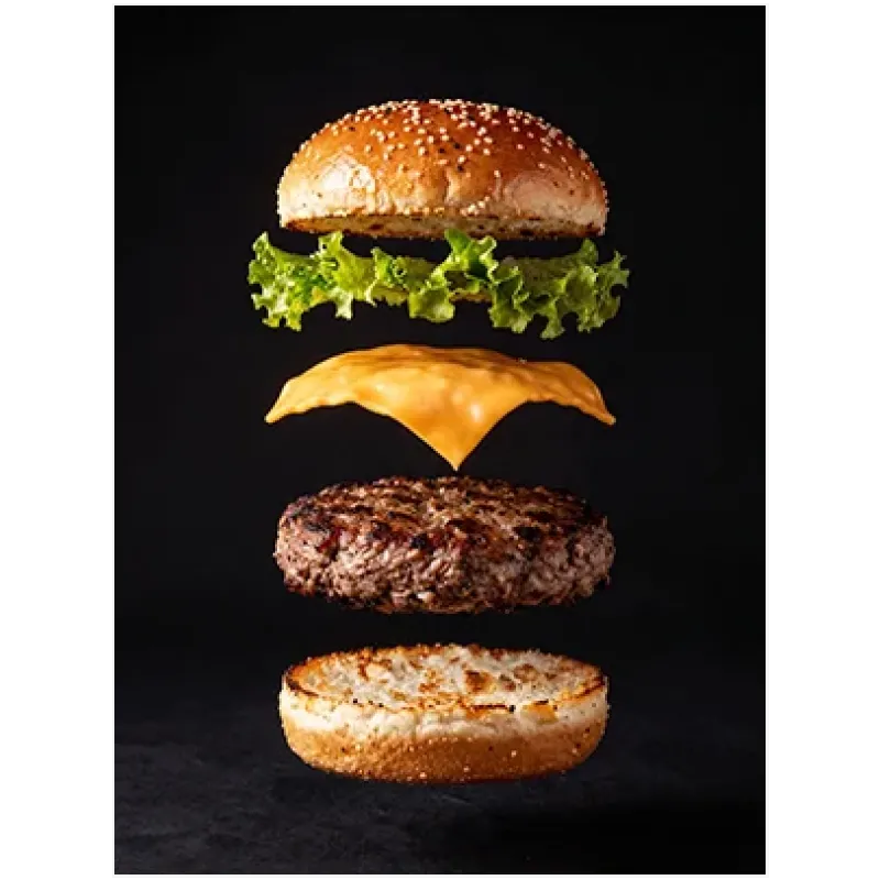 Floating Gourmet Burger Studio Photo