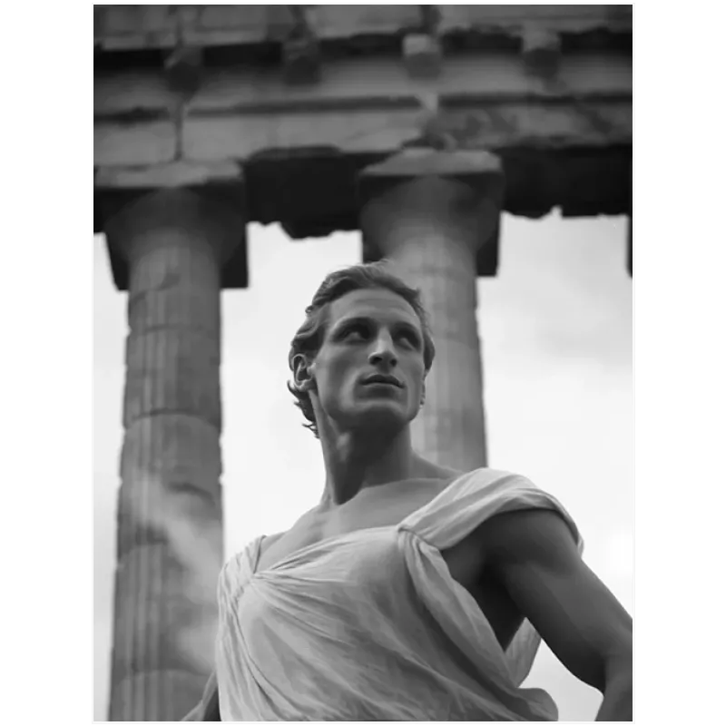 Αρχαιοελληνικό Πορτραίτο Άνδρα Κλασική Αρχιτεκτονική Ασπρόμαυρο