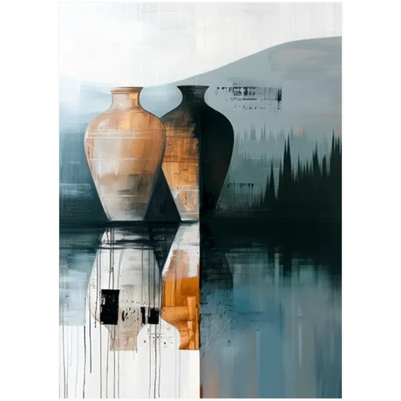 Αφηρημένα Κεραμικά Βάζα Με Ανακλάσεις Σε Γκρίζους Τόνους