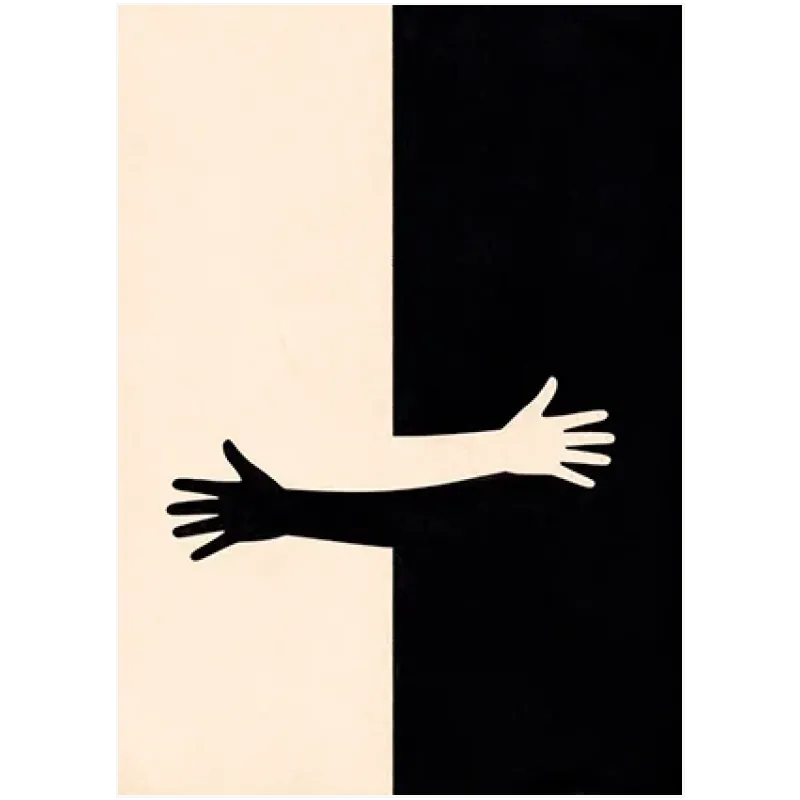 Abstract Hands Embrace Minimalist Black White Contrast Art