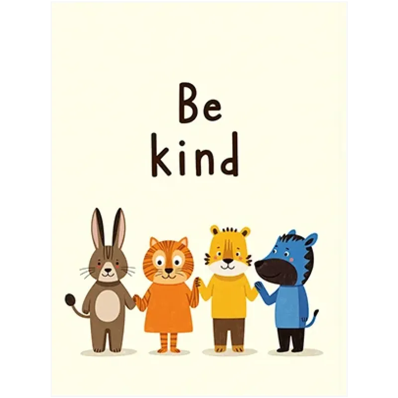 Παιδικό Κάδρο Ζωάκια Be Kind Χαρούμενο Μπεζ